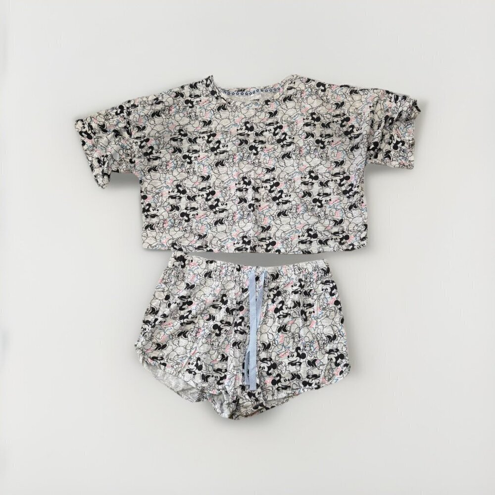 LADIES DISNEY Grey Pink BLUE PYJAMAS SIZE Large T SHIRT & SHORTS SET PJ - Picture 2 of 9